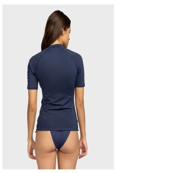 Roxy Whole Hearted Rashguard Women’s Black Surfing Beach UPF 50+ Top Size Medium - Picture 2 of 15